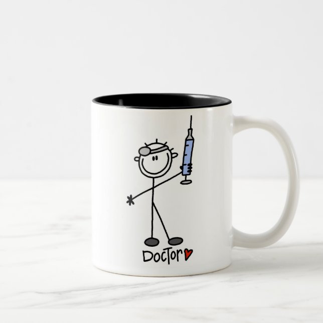 Caneca De Café Em Dois Tons Médico de Boneco de Palito Básico (Direita)