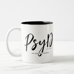 Caneca De Café Em Dois Tons Médico de PsyD Personalizado