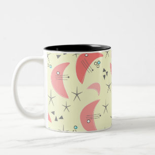 Caneca De Café Em Dois Tons Médio-século Moderno Boomerangs