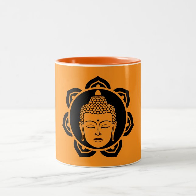 Caneca De Café Em Dois Tons Meditação de Cabeça de Buda (Centro)