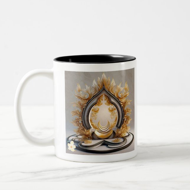 Caneca De Café Em Dois Tons "Meditação de Luz Ouro" (Esquerda)