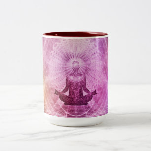 Caneca De Café Em Dois Tons Meditação espiritual de Yoga Zen Colorida