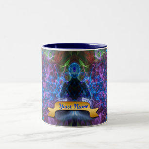 Caneca De Café Em Dois Tons Meditação psicodélica Mug de Arte Visionária