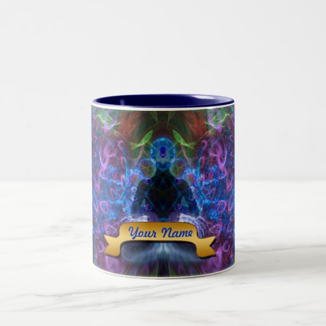 Caneca De Café Em Dois Tons Meditação psicodélica Mug de Arte Visionária (Centro)