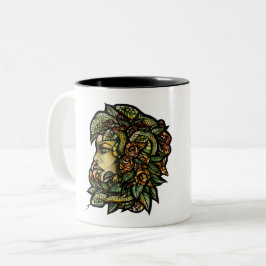 Caneca De Café Em Dois Tons Medusa Cobras Gorgon Verde
