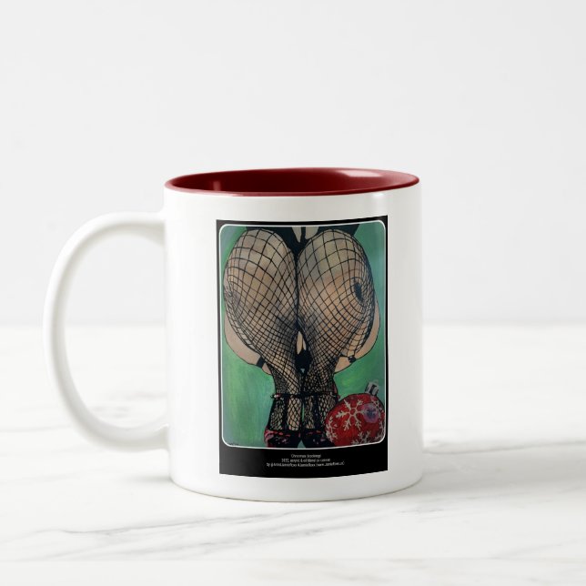 Caneca De Café Em Dois Tons "Meias de Natal" Pintura num (Esquerda)