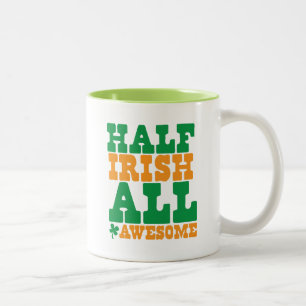Caneca De Café Em Dois Tons MEIO IRLANDÊS TODO O Dia de São Patrício engra