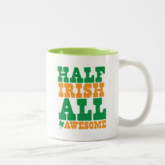 Caneca De Café Em Dois Tons MEIO IRLANDÊS TODO O Dia de São Patrício engraçado