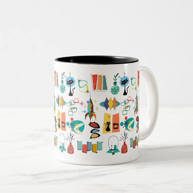 Caneca De Café Em Dois Tons Meio século Moderno 50 (Frente Esquerda)