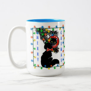 Caneca De Café Em Dois Tons Meio século Moderno Natal!