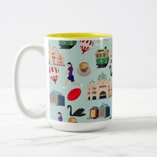 Caneca De Café Em Dois Tons Melbourne Aus, Estação Flinders St Café Futebol  (Esquerda)