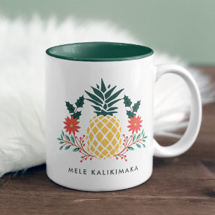 Caneca De Café Em Dois Tons Mele Kalikimaka Abacaxi de Natal do Havaí