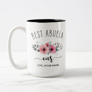 Caneca De Café Em Dois Tons Melhor Abuela - (SEU NOME) Buquê Rosa Mug