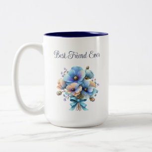 Caneca De Café Em Dois Tons Melhor Amigo de Sempre Floral – Buquê de Pêssego A