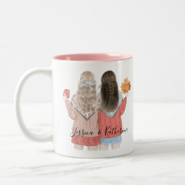 Caneca De Café Em Dois Tons Melhor Amigos Cabelo Personalizado BFF Besties Ami