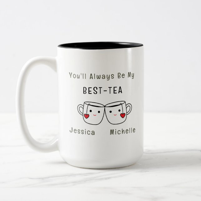 Caneca De Café Em Dois Tons Melhor Amizade Personalizada do Chá (Esquerda)