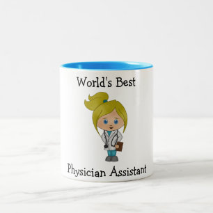 Caneca De Café Em Dois Tons Melhor Assistente de Médico do Mundo - Loira