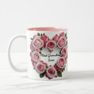 Caneca De Café Em Dois Tons Melhor Avó Alguma Vez Floral Rosa