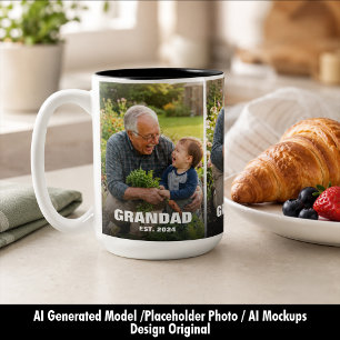 Caneca De Café Em Dois Tons Melhor Avô Colagem de Fotos em Destaque