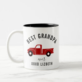 Caneca De Café Em Dois Tons Melhor Avô De Caminhão De Vintagem Vermelha