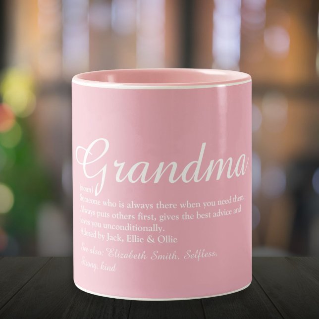Caneca De Café Em Dois Tons Melhor Avó de Todos os Tempos Definição de Avó Ros (Best Ever Grandma Grandmother Definition Pink Two-Tone Coffee Mug)