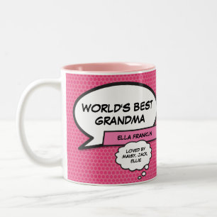 Caneca De Café Em Dois Tons Melhor Avó do Mundo Cool Divertido Livro de Quadri