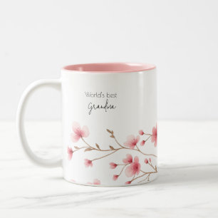 Caneca De Café Em Dois Tons Melhor Avó do Mundo - Pastel Floral Personalizado