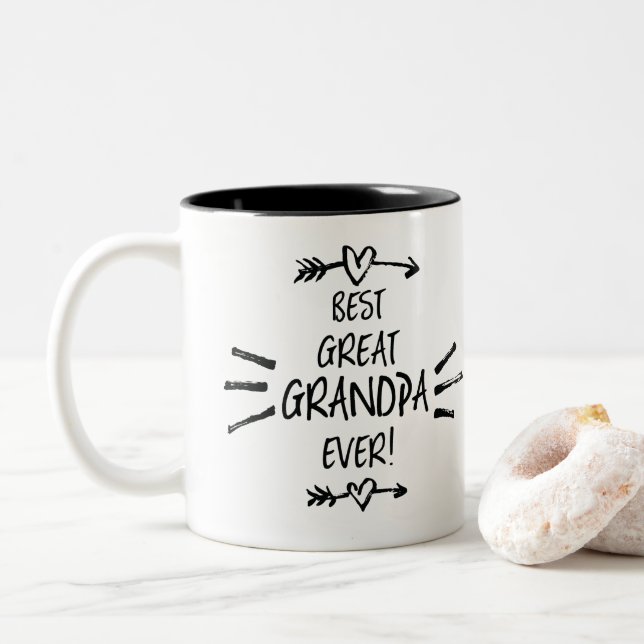 Caneca De Café Em Dois Tons Melhor Bisavô de Todos os Tempos (Com Donut)