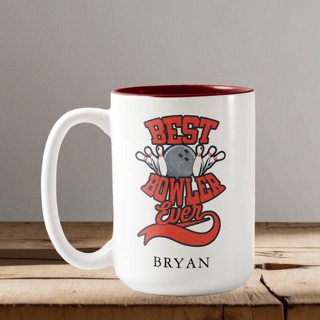 Caneca De Café Em Dois Tons Melhor Boliche de Bowler Nunca Personalizada Novid (Best Bowler Ever Bowling Personalized Novelty Two-Tone Coffee Mug)
