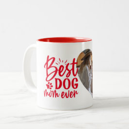 Caneca De Café Em Dois Tons Melhor Cachorro Mamãe Nome Pet Foto Vermelha