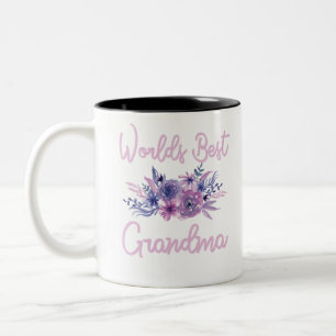 Caneca De Café Em Dois Tons Melhor camiseta da vovó Flor de Aqua Roxo