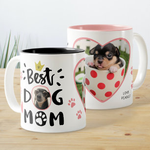Caneca De Café Em Dois Tons Melhor Cão Mãe Tipografia Pintura Pintura Foto De 