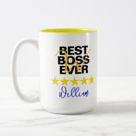 Caneca De Café Em Dois Tons Melhor Chefe de Todos os Tempos (Iniciais do Nome)