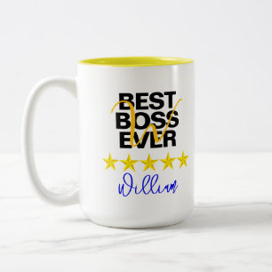 Caneca De Café Em Dois Tons Melhor Chefe de Todos os Tempos (Iniciais do Nome)