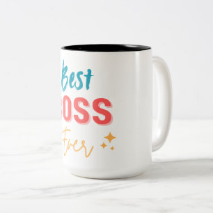 Caneca De Café Em Dois Tons Melhor Chefe do Mundo - Design de Apreciação Color