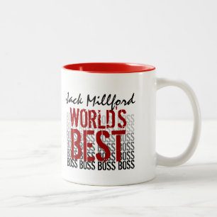 Caneca De Café Em Dois Tons Melhor Chefe Grunge - Letra Red 010