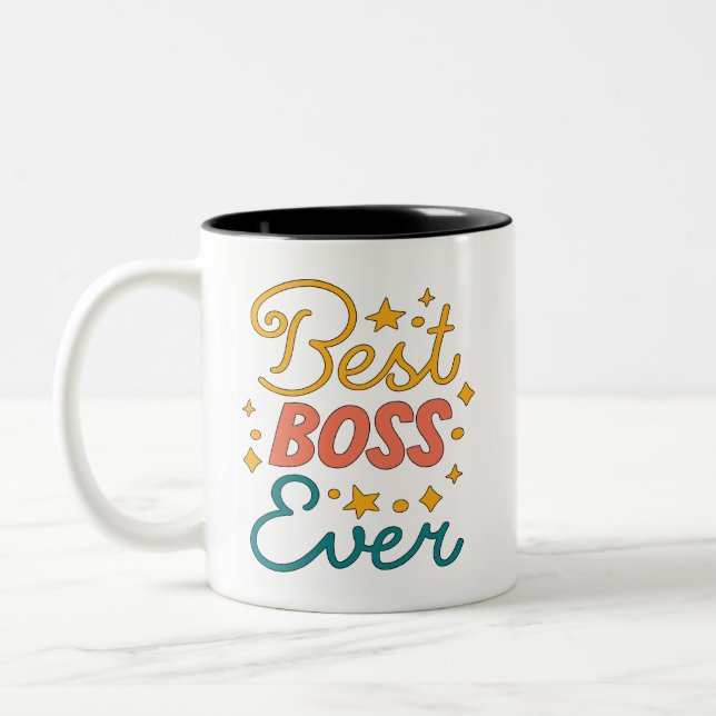 Caneca De Café Em Dois Tons Melhor Chefe Nunca (Esquerda)
