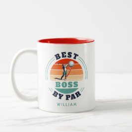 Caneca De Café Em Dois Tons Melhor Chefe Por Empregador De Sobrecarga De Golfe