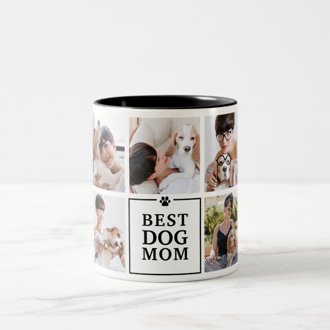 Caneca De Café Em Dois Tons Melhor Colagem de Foto Mãe Moderna (Centro)