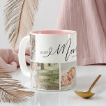 Caneca De Café Em Dois Tons Melhor Colagem de Fotos do Dia de as mães 5 Script<br><div class="desc">Envie um belo presente de Dia de as mães personalizado para sua mãe que ela apreciará — uma colagem especial personalizada de fotos da família de Dias de as mães para mostrar suas fotos especiais da família e suas memórias. Nosso design apresenta um simples design de grade de colagem de...</div>
