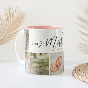Caneca De Café Em Dois Tons Melhor Colagem de Fotos do Dia de as mães de Scrip