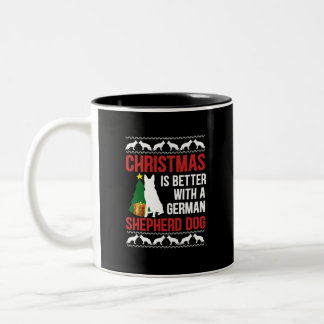 Caneca De Café Em Dois Tons Melhor Com German shepherd - Camisetas De Natal