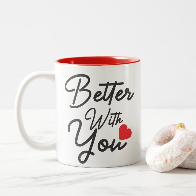 Caneca De Café Em Dois Tons Melhor Com Você (Com Donut)