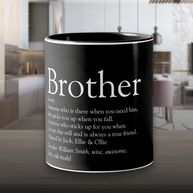 Caneca De Café Em Dois Tons Melhor Definição de Irmão Moderno (Modern Best Ever Brother Definition Two-Tone Coffee Mug)