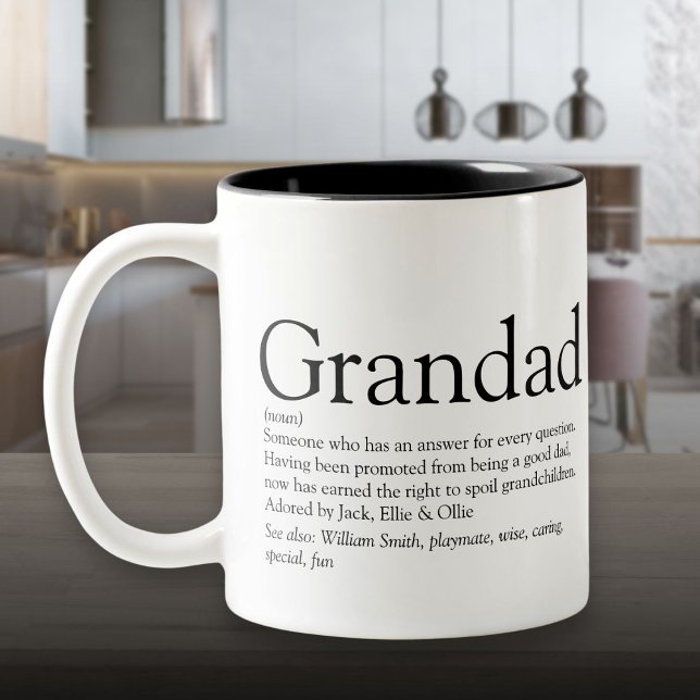 Caneca De Café Em Dois Tons Melhor Definição do Avô do Mundo (World's Best Ever Grandpa Grandad Papa Definition Two-Tone Coffee Mug)