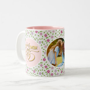 Caneca De Café Em Dois Tons Melhor Dia de as mães de Foto Floral de Mãe Nunca