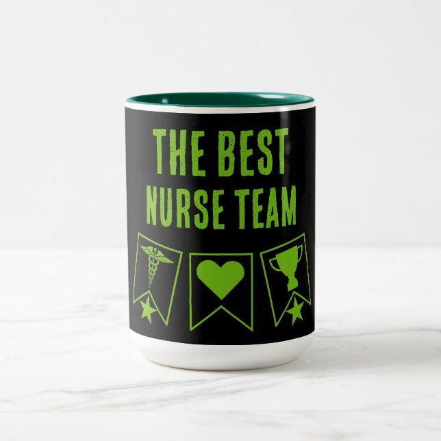 Caneca De Café Em Dois Tons Melhor Equipe de Enfermeiros (Centro)