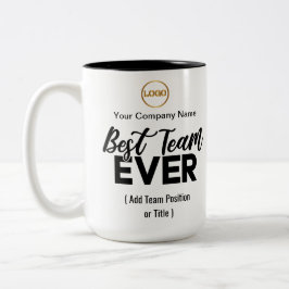 Caneca De Café Em Dois Tons Melhor Equipe Nunca | Nome e logotipo personalizad