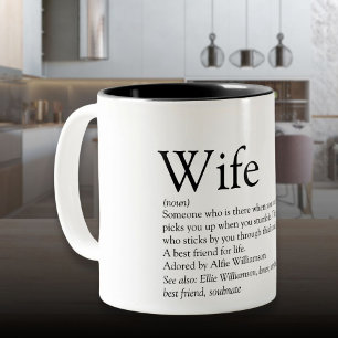Caneca De Café Em Dois Tons Melhor Esposa de Todos os Tempos Definição Preto e