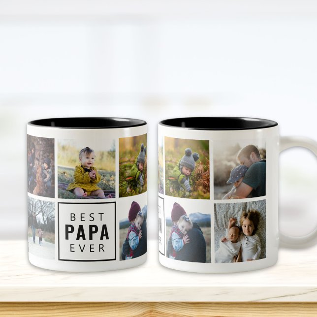 Caneca De Café Em Dois Tons Melhor Foto Personalizada do PAPA Alguma Vez (Criador carregado)